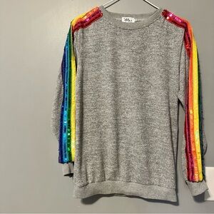 LOLA + THE BOYS Women's Sequin Rainbow Crewneck